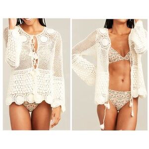 Roller Rabbit Benita Crochet Cardigan Top Size XS
